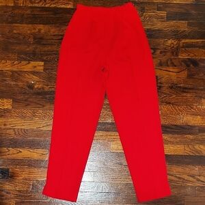 Vintage 80s Jo Hardin Pleated High Waist Red Women's Straight Leg Pants Size 6